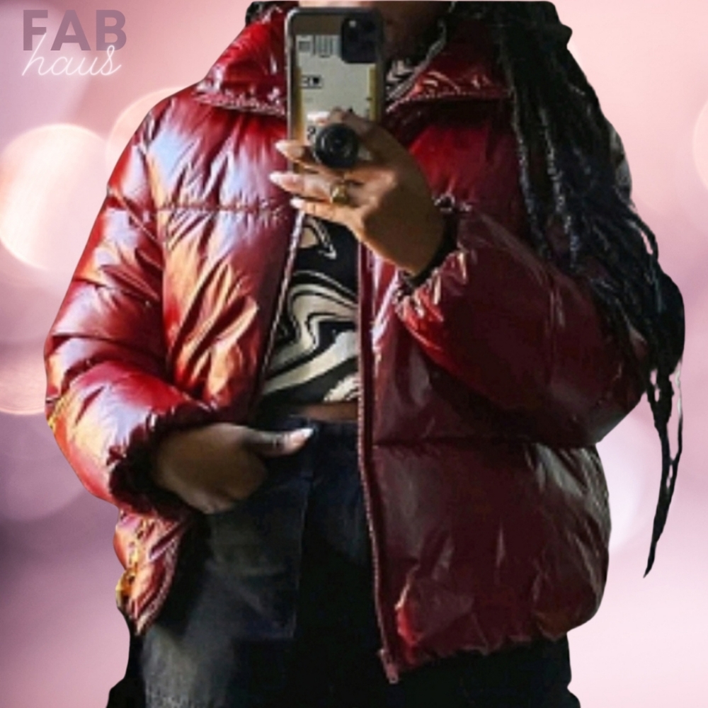 A New Day | Wet Look Puffer Jacket
